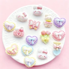 10/20/30pcs Resin Mini Cute Cartoon Rabbit, Bouquet, Bow Heart Decorations - Flat Rhinestone, Suitable For Nail Art, Scrapbooking, DIY Crafts Accessories And Home Decor, Easter Decoration