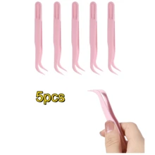 5 peças/10 peças de pinças de precisão de 4,5 polegadas - ferramentas de plástico descartáveis leves para scrapbooking, arranjos florais, decorações de festa (rosa) - ótimas para casa, escritório, escola ou presentes, design de ponta curva, pegada suave, essencial para artesãos