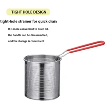 ABKOK 1pc Stainless Steel Multifunctional Frying Pan, Small Pot For Home Kitchen Restaurant, Oil-Saving Mini Fryer With Filter Net, Suitable For Frying Chicken, French Fries, Chicken Patty, Boiling Milk Soup, Universal Fryer