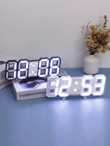 1 件现代 3D LED 数字台式时钟，适用于厨房卧室办公室，时尚设计 LED 白色夜灯装饰挂钟，具有多级亮度/时间/日期/闹钟，闹钟灯，时钟灯，夜灯，开学礼物