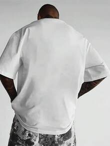 Camiseta de cuello redondo para hombre con estampado gráfico único de mono de dibujos animados, elegante camiseta de manga corta para uso diario informal, material de mezcla de algodón suave y cómodo, perfecta para verano y vacaciones, camiseta de estilo callejero de moda para una apariencia relajada. - Blanco - Ver 3