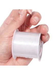 1pc White Elastic Stretch Cord - Transparent Stringing Material Suitable For DIY Bracelets, Necklaces, Jewelry Making - Durable And Sturdy Craft Material, Smooth Texture, Glossy Finish, Shiny Appearance