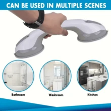 2-Pack Heavy Duty Suction Cup Bathroom Grab Bars With Non-Slip Grips And Waterproof Surface - No Drilling Required For Installation - 白色 - 查看 1