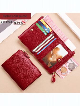 Smal damplånbok kort PU-läder korthållare dragkedja myntväska kompakt hopfällbar pengaorganisatör mode minimalistisk plånbok för kvinnor plånbok mini plånbok plånbok liten plånbok söt plånbok kortplånbok myntplånbok presenter strumpbyxor accessoarer