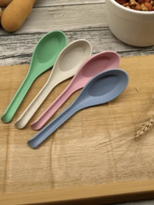 8pcs Wheat Straw Spoons, Household Soup Spoons, Rice Spoons, Ramen Spoons, Spicy Hot Pot Spoons, Takeout Spoons