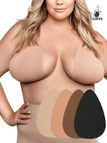 4/8/12pcs Plus Size Teardrop Shaped Nipple Covers, Adhesive Fabric Breast Lift Tape, Strapless Bra For B-E Cup Large Bust - Multicolor - View 2