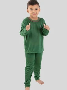 Pijama Infantil Com Manga Longa e Detalhe na Gola