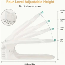 2 Pieces Modern Adjustable Double Layer Plastic Shoe Rack, Stand Alone Shoe Rack, Double Layer Shoe Rack For Wardrobe Organization, Plastic Space Saving Slot Organizer, Upper Double Layer Integrated Shoe Rack With Adjustable Home Storage Box - Multicolor - View 9