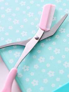 [Elegant Style] Stainless Steel Eyebrow Trimming Scissors With Pink Comb Mini Makeup Grooming Tool For Perfectly Shaped Eyebrows, No Power Needed - Multicolor - View 6