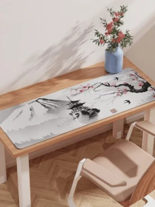 1pc EFISH Mouse Pad Japanese Cherry Blossom (800*300*3MM) Large Extended Mouse Pad, Stitched Edges Mouse Mat, Non-Slip Rubber Base