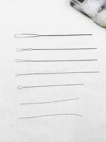 5pcs/Set Beading Needles With Threaded Spiral Design, Ultra-Fine Beading Needles, Non-Slip For Jewelry Making DIY - Silver - View 4