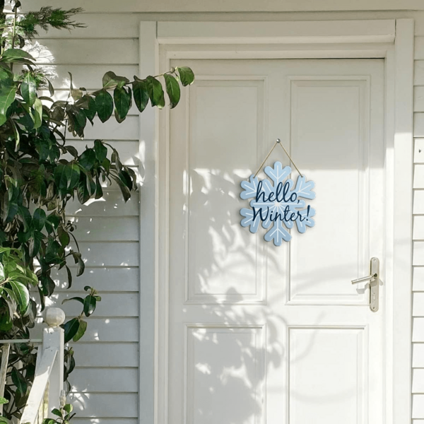 Christmas Wall Decoration Sign, "Hello, Winter," Snowflake-Themed Country-Style Christmas Home Sign, Suitable For Front Doors, Porches, Farmhouse-Style Homes, Kitchens, Holiday Parties, Wooden Hanging Wall Decoration, Christmas Ornaments, Christmas Gifts.
