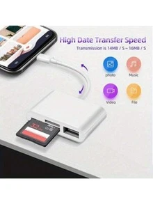 3 合 1 SD 卡读卡器 OTG 适配器 2.0/3.0 端口兼容 MacBook Pro 笔记本电脑 PC 相机 手机 - 白色 - 查看 9