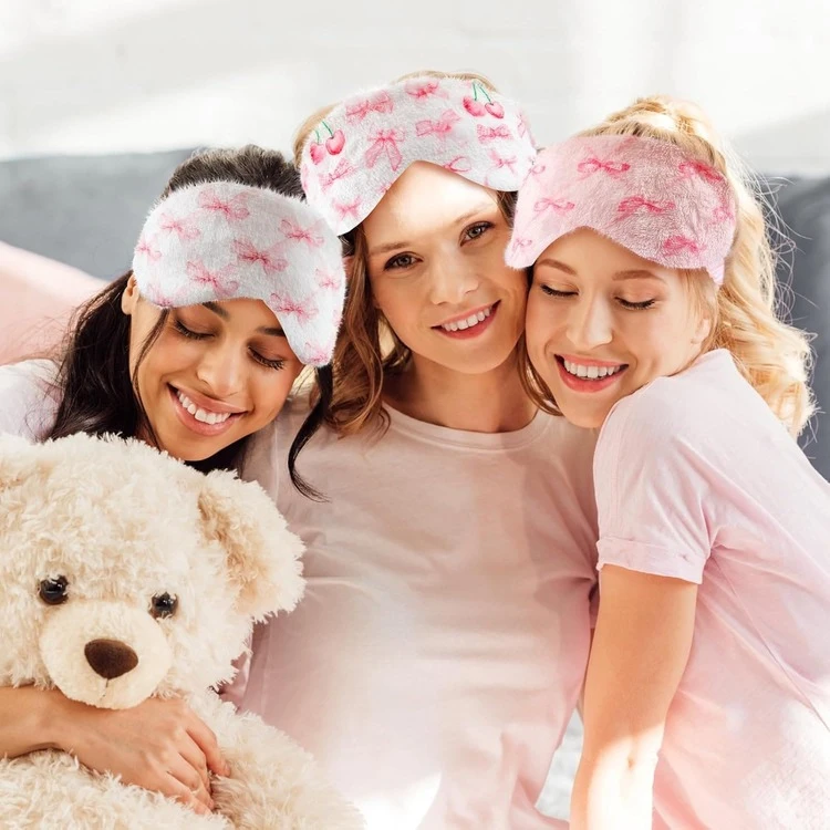 6 قطع/3 قطع/2 قطع/1 قطعة قناع نوم مبطن، راحة أثناء النوم، للجنسين، فرو اصطناعي ناعم، تعتيم كامل، مناسب للسفر والقيلولة والليل والحفلات - وردي فاتح - مشاهدة 6