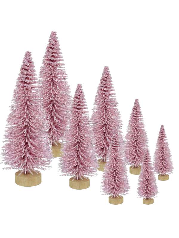 Decoraciones de mini árbol de Navidad, árboles de pino miniatura artificiales con base de madera, árbol de Navidad de sobremesa para decoración navideña, celebración de Año Nuevo, fiesta de Navidad, escena festiva del hogar y la oficina, ideal como adornos del árbol de Navidad y decoración de Año Nuevo para un Feliz Año Nuevo, perfecto para decoraciones navideñas y adornos festivos