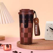 500ml Stainless Steel Coffee Cup, Reusable Stainless Steel Water Bottle, Leak-Proof Insulated Glass Cup With Lid And Straw, Suitable For Outdoor, Camping, Travel, Sports, Daily Hydration, Stylish Water Bottle, Durable Water Container