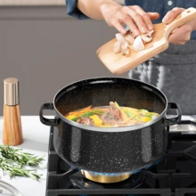 Lislark 5pcs Enamelware Pot Set, Non Stick Soup Pots And Pans Set With Stay Cool Handles 5pcs Kitchen Cookware With Lids Enamel Stockpot Stew Pot Cooking Pot For All Stove, Black - Black - View 9