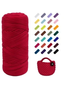 200克/卷高弹力绳线，柔软弹力涤纶线，适合制作色彩鲜艳的钩编作品，是家居装饰DIY工艺品的理想之选，例如DIY编织、钩编项目、手工编织包、篮子、毯子、垫子、鞋子、拖鞋、枕头和玩偶，多色纱线，编织配件 - 彩色 - 查看 16