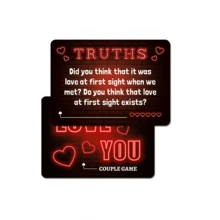 Neon-Colored 'Love You' Couple Warm-Up Interactive Board Game Cards, Truth Or Dare Game Cards, Fun Couple Conversations, Creating Cozy Moments Of Interaction, The Perfect Gift For Valentine's Day And Christmas. - Multicolor - View 6