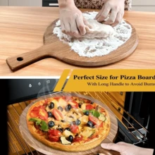 1 Stück großes Pizzabrett mit Griff - geriffeltes Pizzablech, strapazierfähiges natürliches Holz-Pizzatablett, Serviertablett zum Backen, Essen, Feiern - geeignet für Pizza, Frühstück, Salat, Käse, Obst - unverzichtbares Küchenregal-Utensil und Geschenk zu Feiertagen, ideal für Hobbyköche und Profis, rustikaler Küchenhelfer, stabile Konstruktion, glatte Oberfläche, perfekt für Weihnachten, Thanksgiving