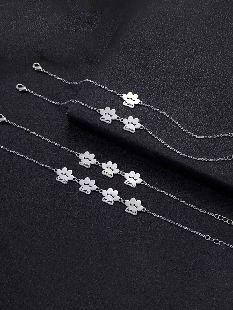 Customizable Pet Paw Print Bracelet With A Choice Of Paw Print Quantity, Simple And Cute,Back To School Fashion - Multicolor - View 1