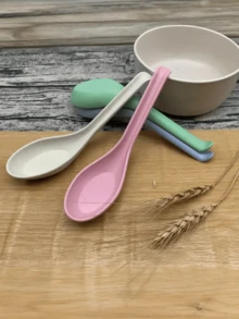 8pcs Wheat Straw Spoons, Household Soup Spoons, Rice Spoons, Ramen Spoons, Spicy Hot Pot Spoons, Takeout Spoons