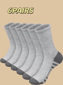 6 pares de calcetines tipo tripulación para hombres de talla grande, en color negro y blanco, aptos para primavera/otoño, calcetines deportivos para baloncesto