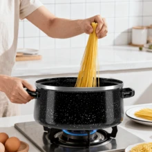 Lislark 5pcs Enamelware Pot Set, Non Stick Soup Pots And Pans Set With Stay Cool Handles 5pcs Kitchen Cookware With Lids Enamel Stockpot Stew Pot Cooking Pot For All Stove, Black - Black - View 7