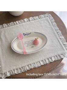 1件/6件韩式Ins风格心形蕾丝小餐巾餐垫杯垫多用途防尘罩餐垫