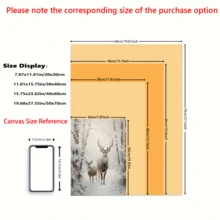 1 pièce Affiche sur canevas de style vintage représentant une forêt d'hiver avec un cerf. Convient pour le salon, la chambre, le bureau à domicile, la cuisine. Impression sur canevas verticale/horizontale pour usage intérieur avec motif de Noël. (Cadre en option)