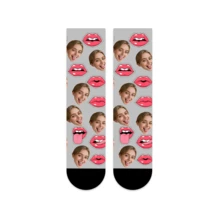 1 Pair Customized Face Socks, Customized Photo Socks, Customized Printed Mid-Calf Socks, Can Print Any Face On Socks, Suitable As Anniversary, Halloween, Christmas, Valentine's Day Gifts, Bride Gifts, Boyfriend Gifts, High-Quality Funny Expression Printed Pattern Socks For Couples, Men's Calf Socks, New Thick Women's Long Socks For Autumn/Winter. Suitable For Daily Wear, Office, Outdoor Sports.