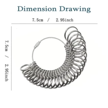 US/Japan Stainless Steel Ring Size Measuring Ring Tool, Sturdy And Durable For Measuring The Size Of Rings - Silver - View 2