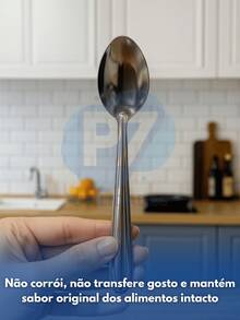 Set Of 24 Stainless Steel Tableware – 6 Barbecue Knives, 6 Forks, 6 Soup Spoons And 6 Dessert Spoons - Plateado - Ver 5