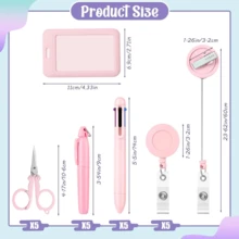 Sistema de color Macron, juego de papelería portátil para médicos y enfermeras de hospital, con tijeras plegables que pueden cortar gasa, clip de identificación extensible, bolígrafo recargable, marcador resaltador. - Multicolor - Ver 2