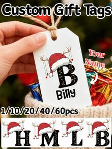 10/20/30/40/60pcs, Christmas Gift Tag Template, Deer Antlers Christmas Hat Letter Labels, Editable Watercolor Christmas Treat Tag, Holiday Photo Gift Tag Template, Printable Merry Christmas Photograph Tag, Birthday Party, Custom Tags, Thank You Tag, Gift Tags, Custom Gift Tags, Personlised Gift Tag, Merry Christmas, Christmas Tags, Xmas Tags, Custom Christmas, Custom Xmas Tags, Christmas Name Tags, Custom Christmas Nam, Xmas - Multicolor (Christmas Style) - View 1