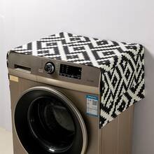 Geometric Pattern Washing Machine Dust Cover, Made Of Polyester Fiber, Effectively Prevents Dust And Stains, Non-Waterproof, Beautiful, Easy To Use And Clean - Black and White - View 6