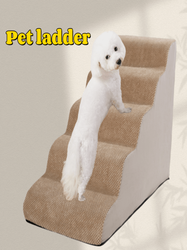 Pet Stairs, Dog Ladder Steps, Large/Medium/Small Dog Bed Stairs, Climbing Ladder, Cat Bedside Climbing Ladder, Beige Stairs