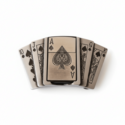 Zinc Alloy Poker Card Belt Buckle With Detachable Lighter (Ace Of Spades) Multi-Functional Ace Of Spades Belt Buckle