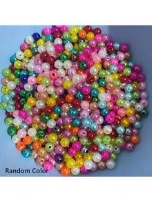 100pcs/200pcs/300pcs/600pcs Random Mixed Color ABS Faux Pearl Beads For Handmade DIY Jewelry Making Bracelets, Necklaces, Earrings, Arts And Crafts Accessories (Colors Random)