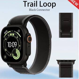1pc Trail Loop Nylon Band -Compatible With Apple Watch Ultra 2 Band/Ultra Bands 49mm 45mm 44mm Women/Men,Braided Elastic Weave Sport Strap Compatible With IWatch Ultra 2/Ultra Series 11 46mm SE/9/8/7/6/5,Smart Watch Accessories