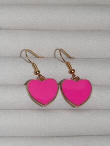 1 Pair Fashionable Minimalist Personalized Cute Heart Shaped Earrings, Unique Design Elegant Everyday Earrings Suitable For Valentine's Day