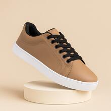 Men's Minimalist Textured Casual Sneakers, Stylish For Everyday - Promotion Shipping - 駝色 - 查看 2