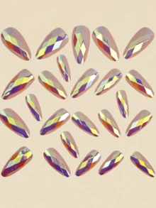 24 Pieces Of Nails, 3D Diamond-Shaped Stereoscopic Electroplated Super Shiny Nails Press On Nails Gothic Nails Golden Nails Press On Nails Almond Fake Nails Fall Press On Nails