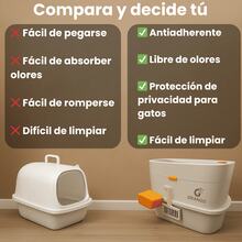 Arenero premium para gatos, 60x40x40 cm, hecho en acero inoxidable 304 y charolas ABS, sin olor, fácil de limpiar, resistente y duradero, ideal para higiene de mascotas en el hogar - Blanco - Ver 6