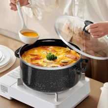 Lislark 5pcs Enamelware Pot Set, Non Stick Soup Pots And Pans Set With Stay Cool Handles 5pcs Kitchen Cookware With Lids Enamel Stockpot Stew Pot Cooking Pot For All Stove, Black - Black - View 2