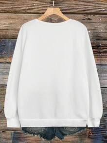 Women's Rome Italy Graphic Christmas Sweater Women Sweatshirt - Christmas Outfit WomenEternal City Landmarks Print (Colosseum & Roman Numerals) | Beige & Navy Blue Crew Neck Long Sleeve Casual Pullover | Fall Winter Travel Clothing | Machine Washable, Traditional Italian Design, Travel Clothing, Y2K Streetwear Style, Horror Movie Christmas Sweater Women Sweatshirt | Playful Graphic Christmas Sweater Women Sweatshirt | Comfortable Fit - Christmas Outfit WomenCotton Print, Thanksgiving Christmas Gift - White 3 - View 2