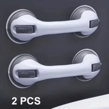 2-Pack Heavy Duty Suction Cup Bathroom Grab Bars With Non-Slip Grips And Waterproof Surface - No Drilling Required For Installation - 白色 - 查看 2