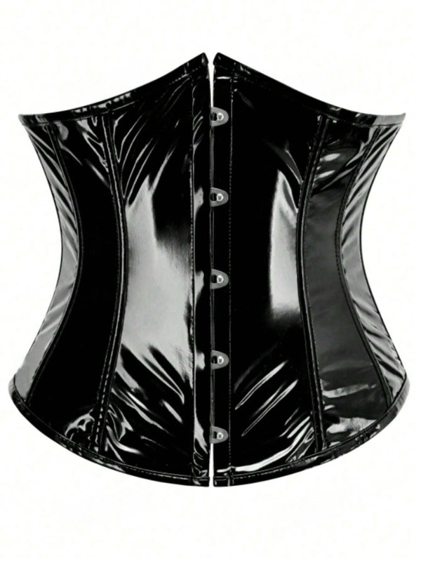 1 pieza Cinturón patentado brillante con hebilla de metal, corsé entrenador de cintura para mujer