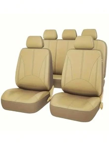 9件/4件 PU皮革汽車座椅套，防水透氣座椅保護套，通用於大多數汽車、SUV、卡車，附腰部支撐（9件：2前座+靠背+後座+5頭枕 / 4件：2前座+2頭枕） - A款式 - 查看 18