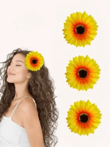 2pcs/3pcs Set Women Casual Vacation Bohemian Sunflower Hair Clips, Claw Clips, Hair Claws, Hair Slide, Hair Barrettes